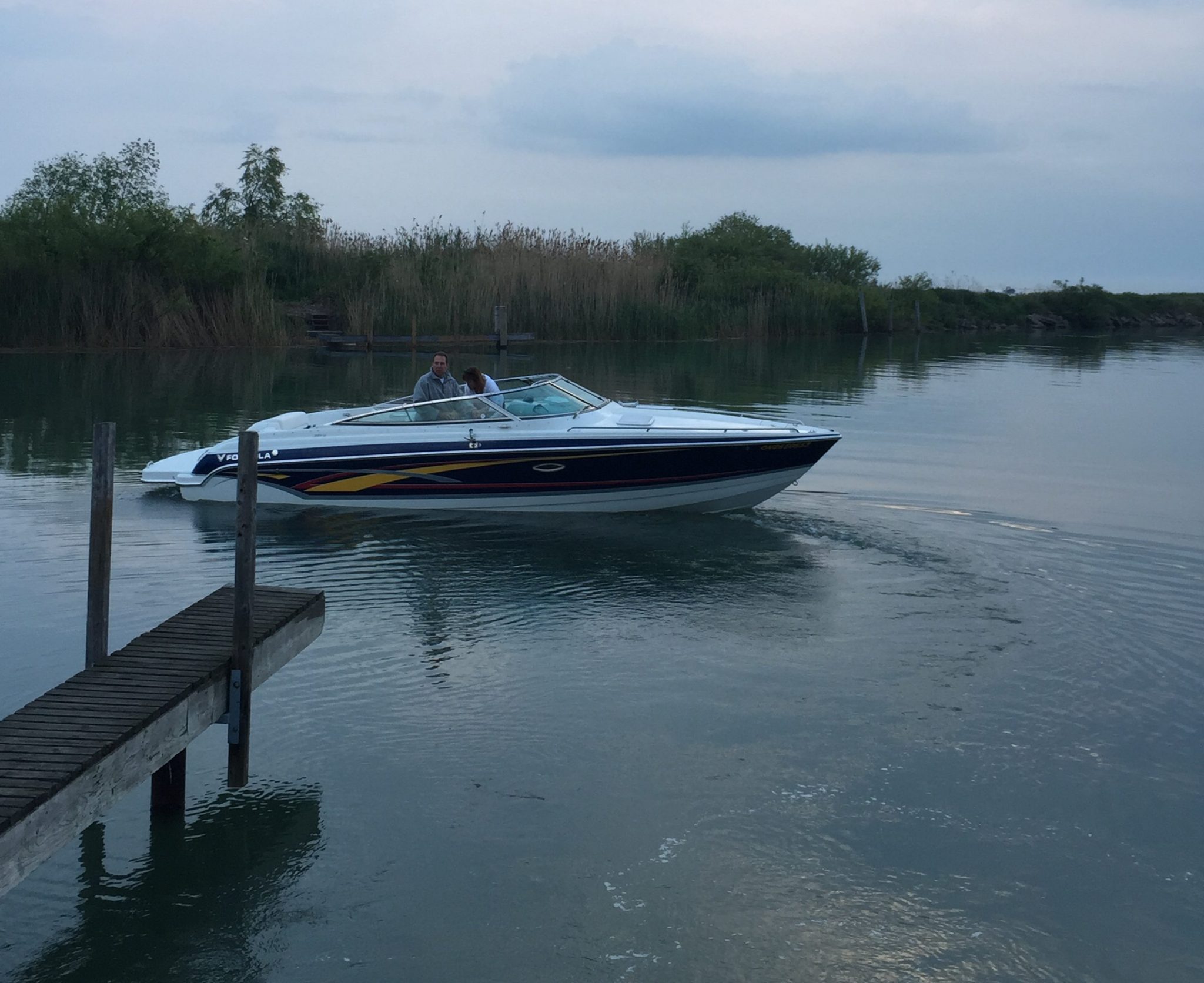 Customer Glen Beechey leaves restaurant dock after dinner